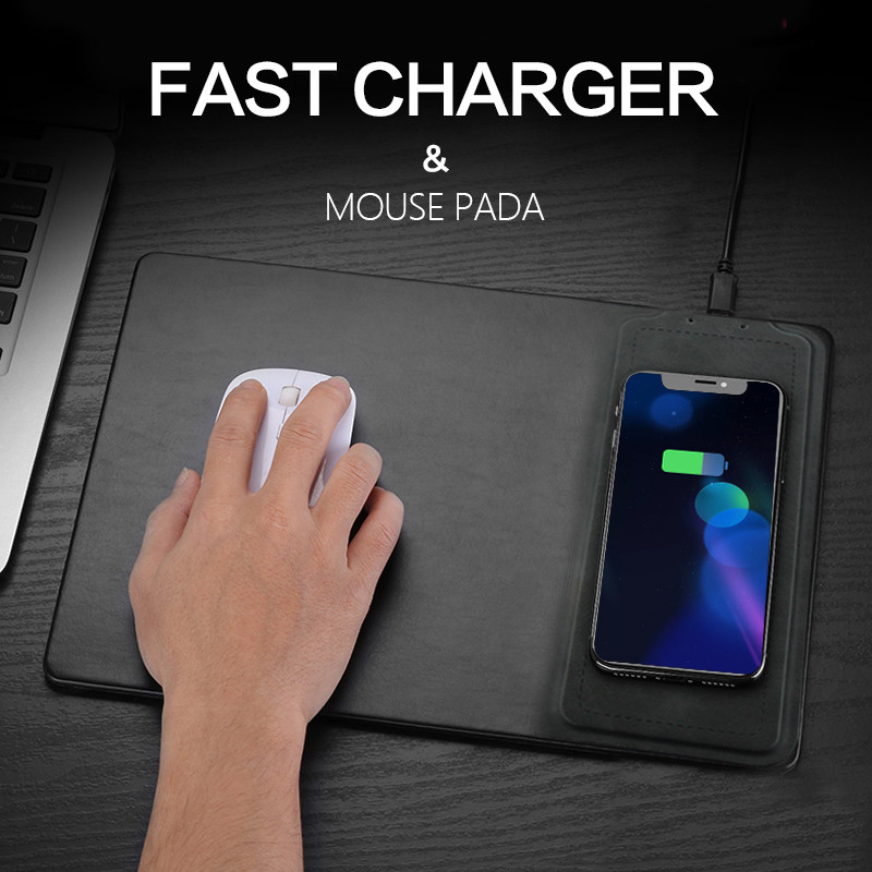 MOUSE PAD WIRELESS CHARGER 10w universal compatible Leather fast qi wireless charging charger mouse pad for Apple iPhone