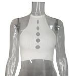 Ladies Casual Halter Neck Cropped Knitted Sleeveless Vest Slim Fit Backless