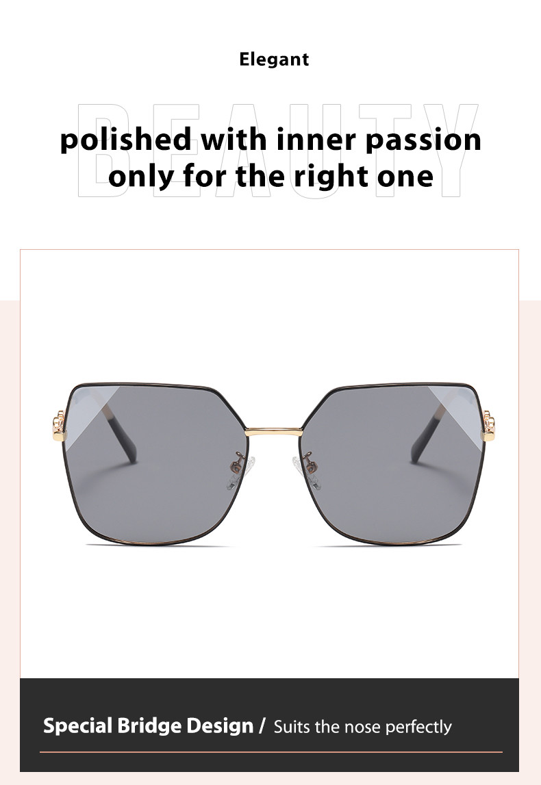 Women Men Oversized Polarized Sunglasses Square Large Metal