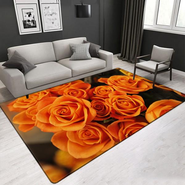 Aesthetic 3D Modern Figure Flower Pattern Artistic Living Room Carpet Hotel Area