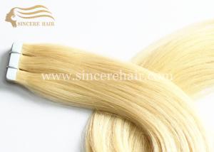 Quality 65 CM Long White Blonde Straight Double Drawn Seamless Tape In Remy Human Hair Extensions for sale wholesale