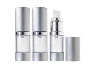 Quality Silver Color Airless Cosmetic Bottles Customized 15ml - 30ml Easy To Carry wholesale