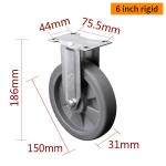EDL Medium Duty Zinc Coating 6inch 110kg Plate TPE Caster by Rigid, Swivel and