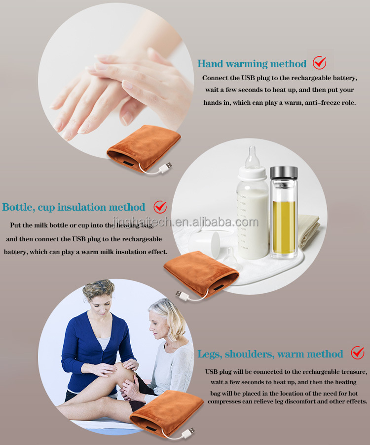 5v Usb Hand Warming Bag Multi Functional Flannel Material 14*20cm