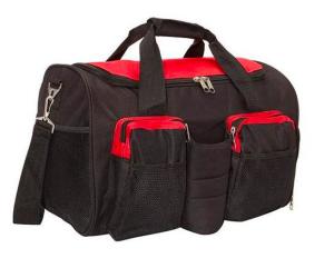 Black 600D Polyester Gym Bag With Shoe Compartment OEM / ODM Acceptable