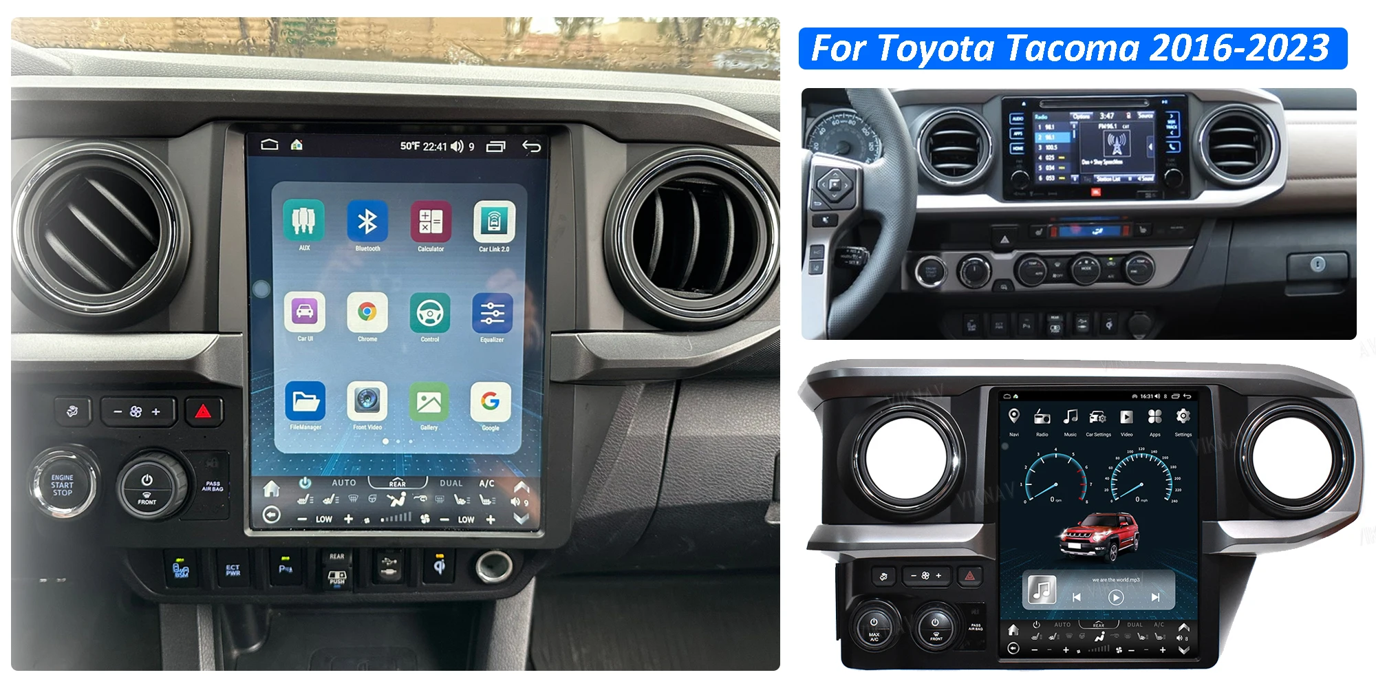Viknav 12.1 INCH Car Stereo For Toyota Tacoma 2016-2023 Vertical Screen radio Android Auto Carplay Car GPS Navigation