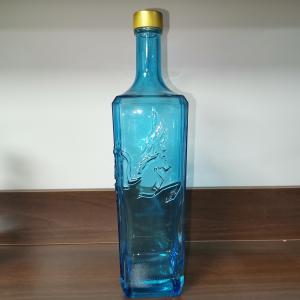 Quality 500ml 750ml 700ml 1l Transparent Blue Sky Ocean Color Spirit Glass Bottle wholesale