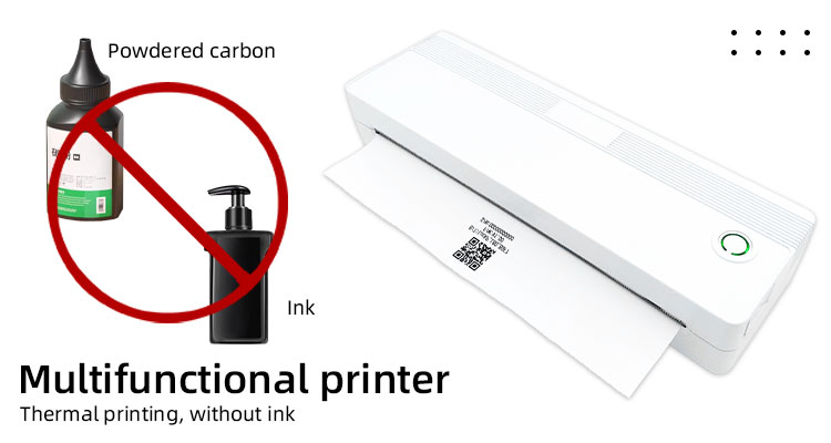 Portable A4 Thermal Printer with Multi Language Support and 10MM/S Black Print Speed