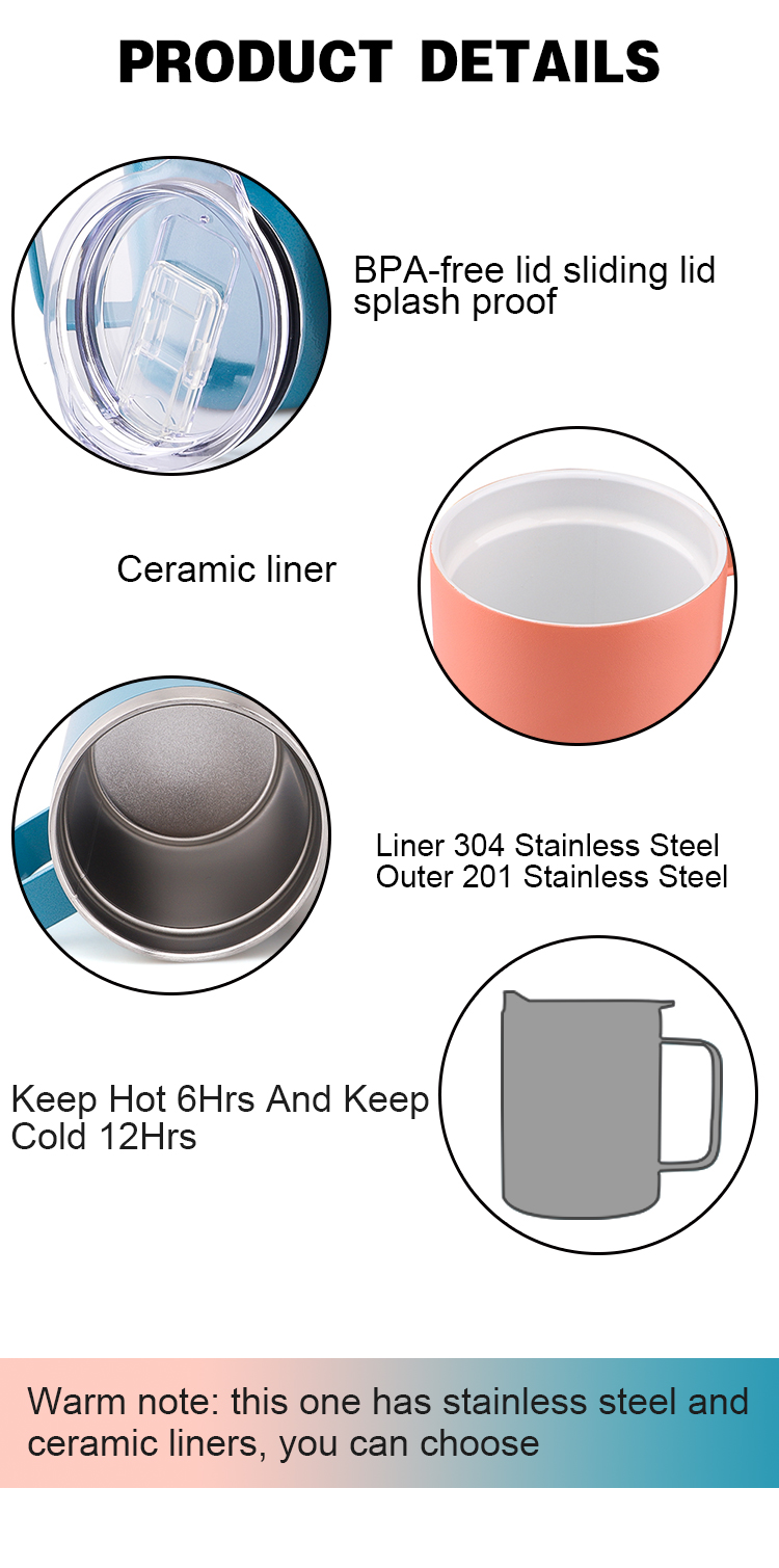 Wholesale 13 OZ Private Label Stainless Steel Insulated Double Wall Coffee Tumbler Cups Mugs With Lid