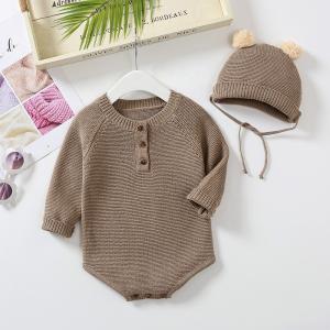 Quality Winter Custom 100% Cotton Sweater Baby Boys Girls Infant Jumpsuit Bodysuit wholesale