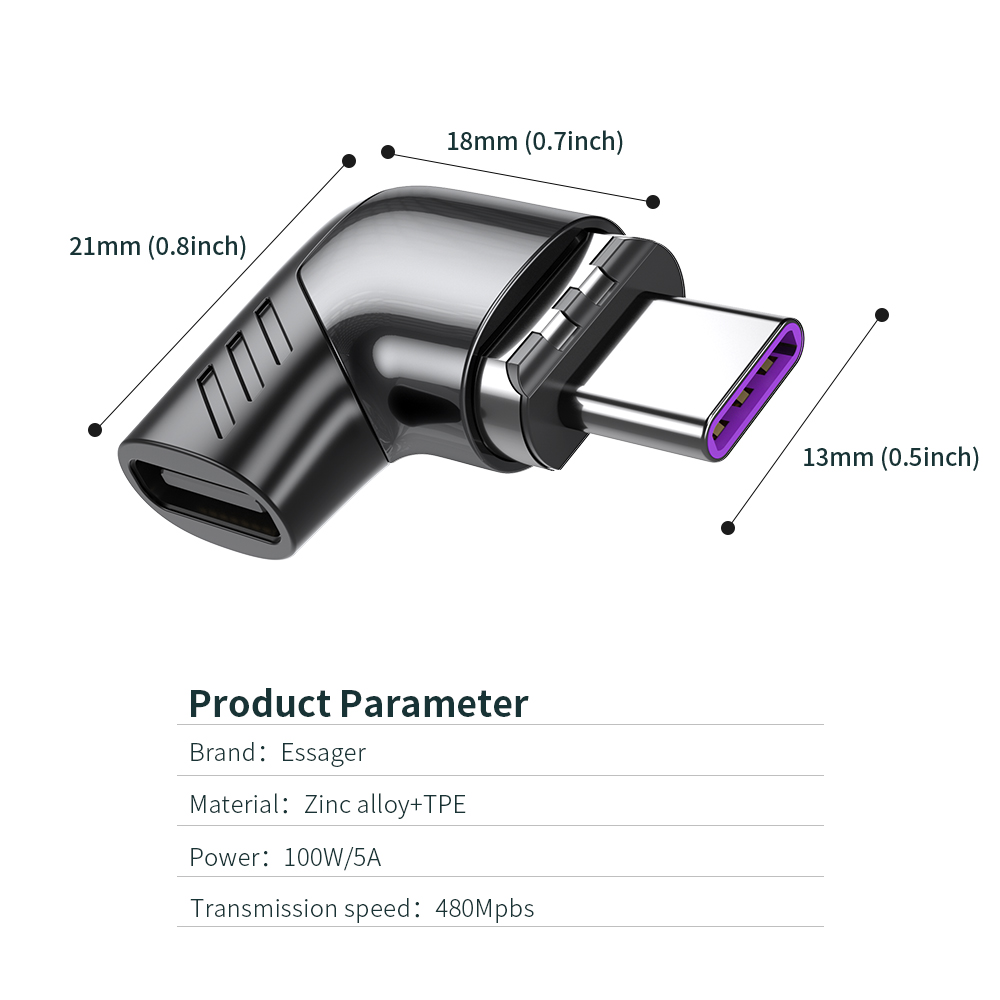 Magnetic Fast Charging Type C Adapter Type C to C Adapter 100W