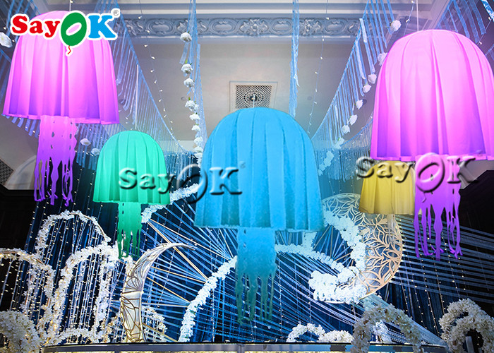 190T Nylon Cloth 16 Colors Inflatable Led Jellyfish For Party Decoration
