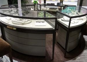 Quality Bronze Stainless Steel Jewelry Store Showcases Arc Shape With Bottom Cabinet wholesale