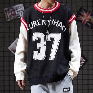 Quality small quantity clothing manufacturer OEM Skateboard Baseball Fake Two Piece Sweater wholesale