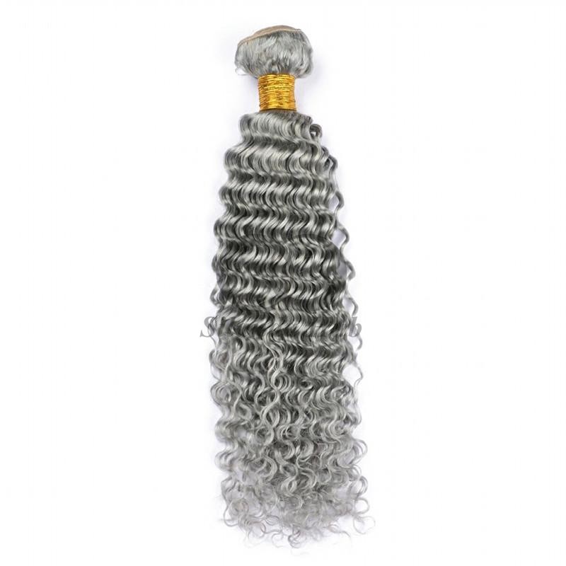 Grey Deep Wave Remy Human Hair Bundles Sew In Weave Bundles Brazilian Bundle Deals