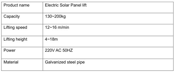 Factory Sale Photovoltaic Panel Lift Popular in Europe Capacity 200kg Lifting height 4-18m