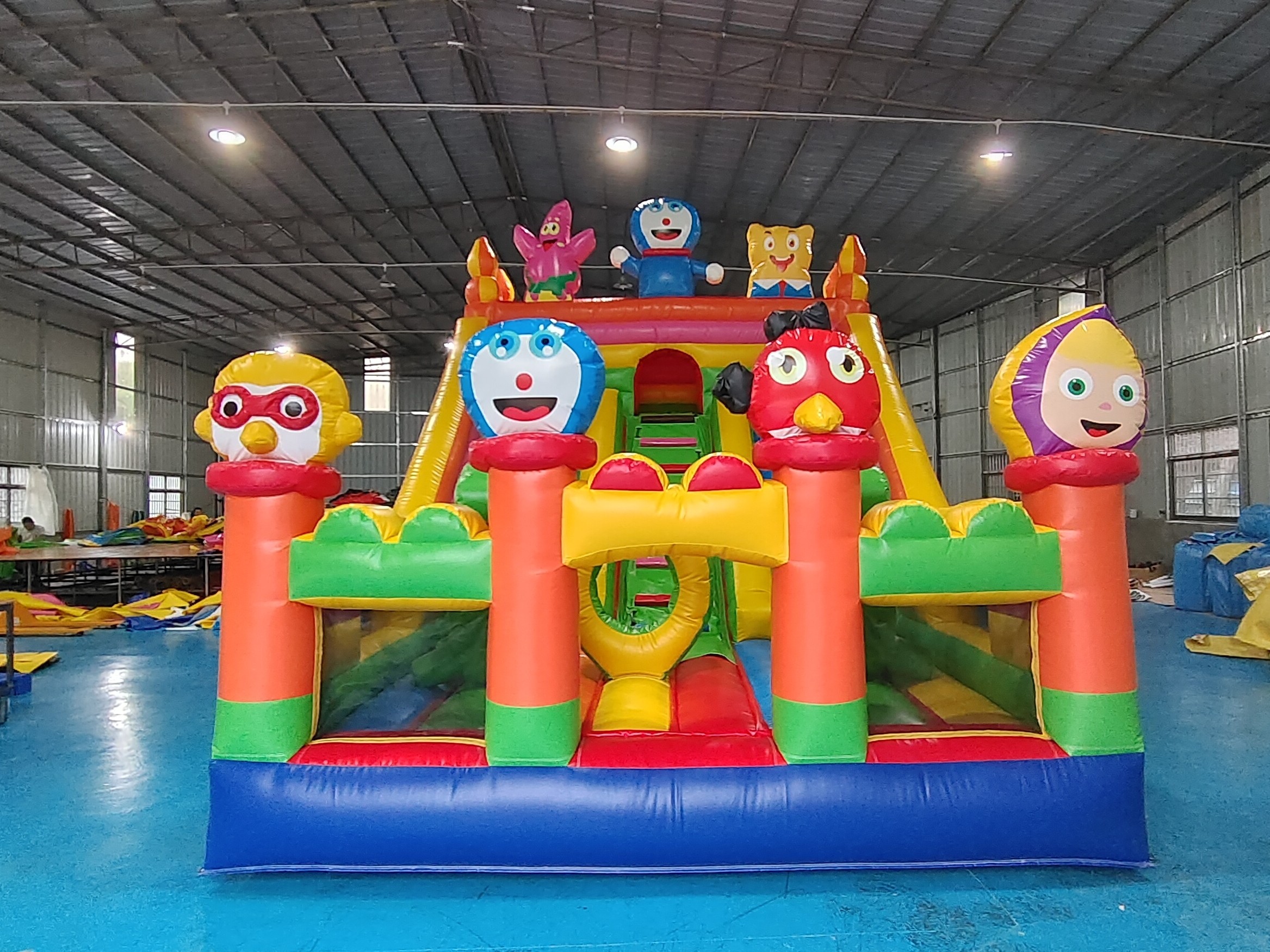 Commercial Digital Printing Inflatable Dry Slide Double Slides Catoon Figures For Outdoor For Kids