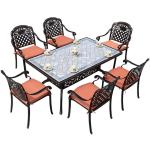 Aluminum 6 Seater Garden Furniture Black 18in 6 Person Patio Table