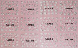 Quality Nail Art Stickers,Nail Art Decals, Water Slide Nail Stickers, (TJ13-24 white silver) wholesale