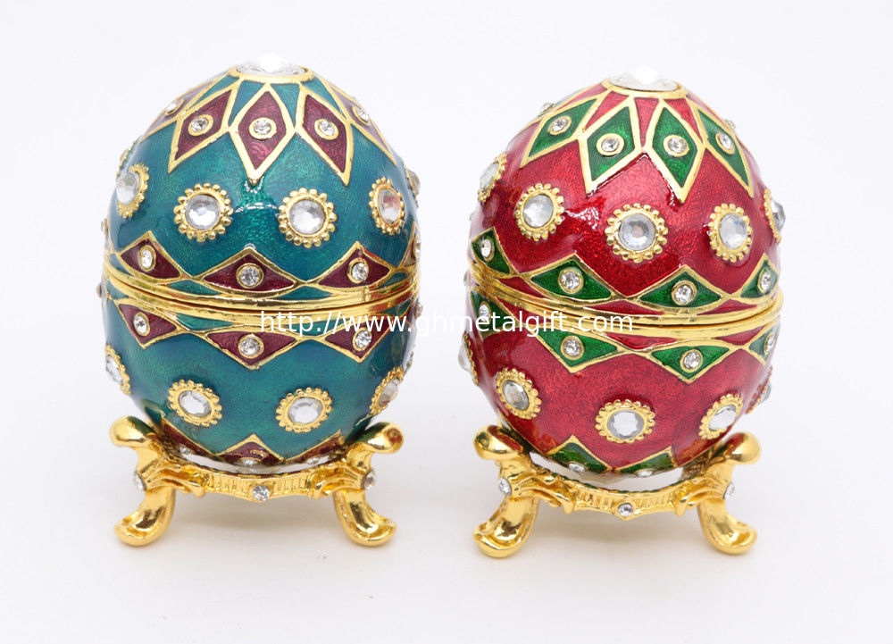 Faberge Egg Style Decorative Enameled Trinket Box Classic Russian Egg Jewelry Box Collectibles Unique Easter Egg Gift