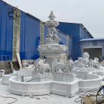 Modern Water Fountains Marble Lions Fountain Large Stone Carving Garden
