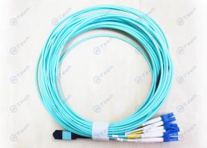Quality 8 Cores OM3 Fiber Patch Cables , MPO To LC Cable Aqua Color Inner Ceramic Ferrule wholesale