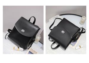Quality 21cm 24cm Black Leather Rucksack ODM Convertible Bucket Bag Backpack wholesale