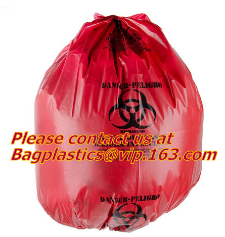 Extra large capacity biohazard drawtape trash bag interleaf coreless roll plastic hospital garbage bag, Medical Disposab