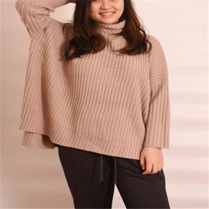 Quality Stockpapa Khaki White High Neck Knitted Jumper High Turtleneck Sweater wholesale