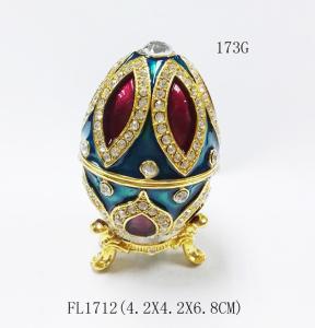 Quality Enamel Faberge Easter Egg Jewelry Box Metal Enameled Painted Easter Egg Jewelry Trinket Box Organizer Home Decoration wholesale