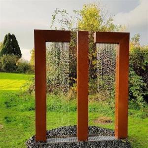 Quality Contemporary Double L Corten Steel Garden Water Features Rain Curtain wholesale