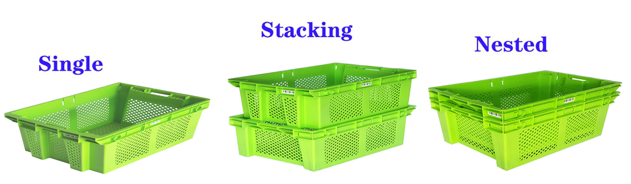 Plastic Apple Fruit Box Stack Nest Transport Crate for Heavy Duty Warehouse Solutions