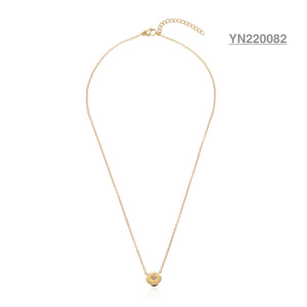 18k Gold Plated Stainless Steel Necklace Minority Brand Rhinestone Rose Pendant