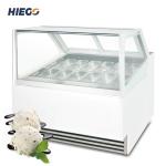 Upright Ice Cream Display Cabinet , Hard Curved Countertop Ice Cream Dipping