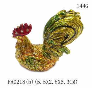 Quality Rooster chicken jeweled trinket box with diamond for gift jewelry box wholesale