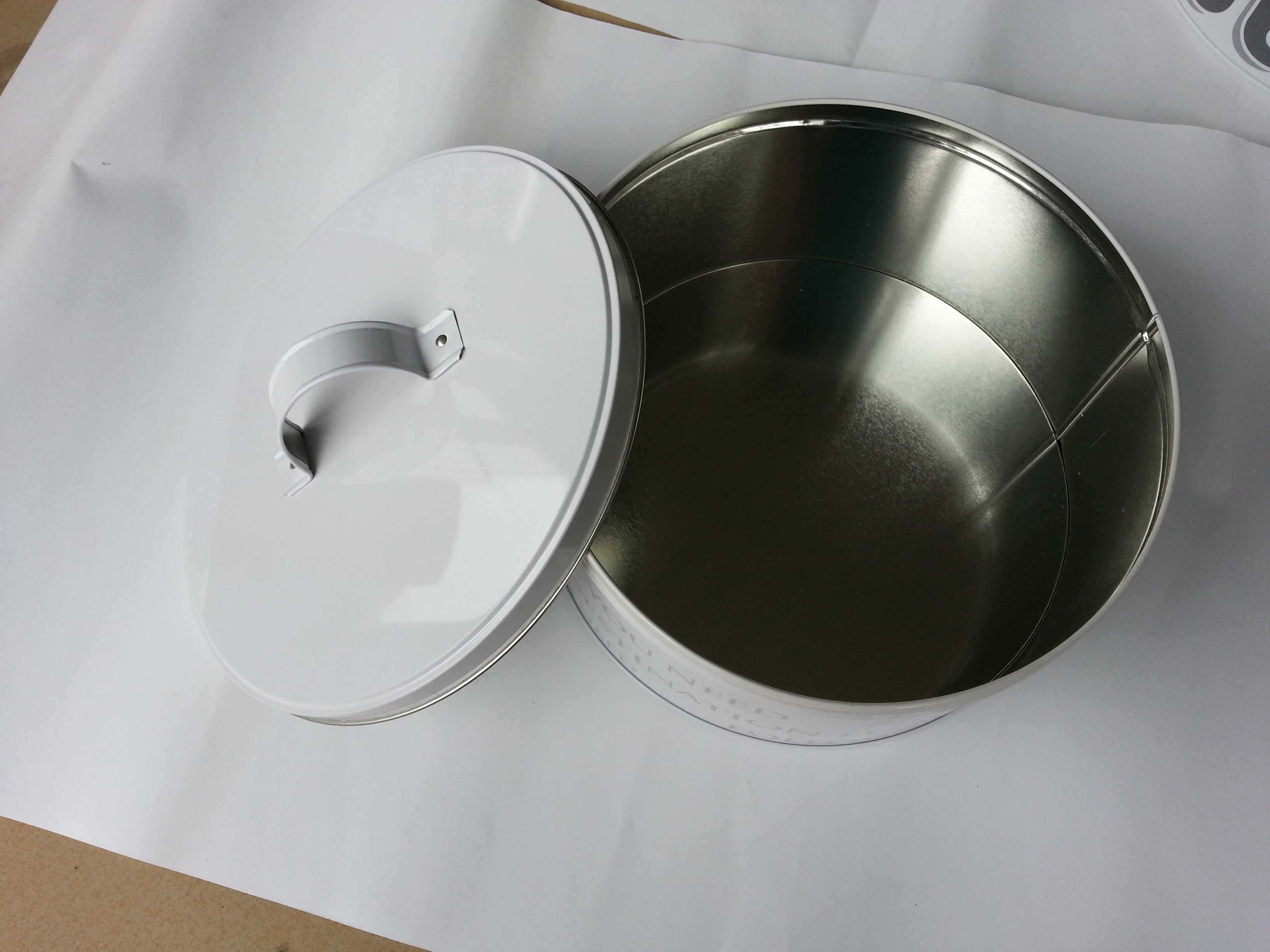 Cookie Food Tin Canister 2 Spot Colored Printed With Metal Handle