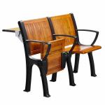 Walnut Wood Interlocked Folding Up Metal Leg Amphitheater Chairs With Hidden