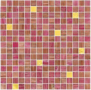 Quality Pink color with real gold waving tile 20mm glass mosaic mix patter decoration wholesale