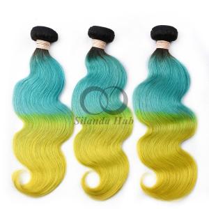Quality #T1B/Light Blue/Yellow Body Wave Remy Human Hair Bundles Sew In Weave Bundles Brazilian Bundle Deals wholesale