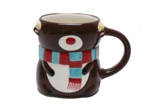 Quality Handpainted Christmas 3D Bear Mug , 335ml Capacity Stoneware Strong Dolomite Mugs wholesale