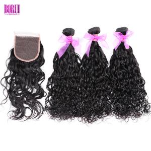 Quality Unprocessed Indian Human Hair , Water Wave Virgin Hair Bundles With Closure wholesale