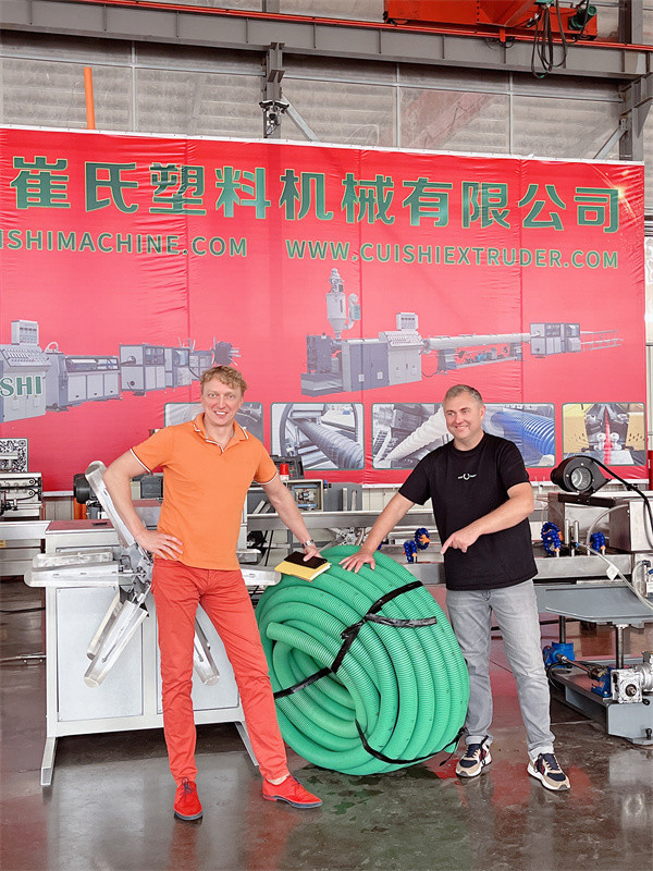 HDPE / UPVC Corrugated Pipe Making Machine Double Wall Flexible Plastic Pipe Extruder
