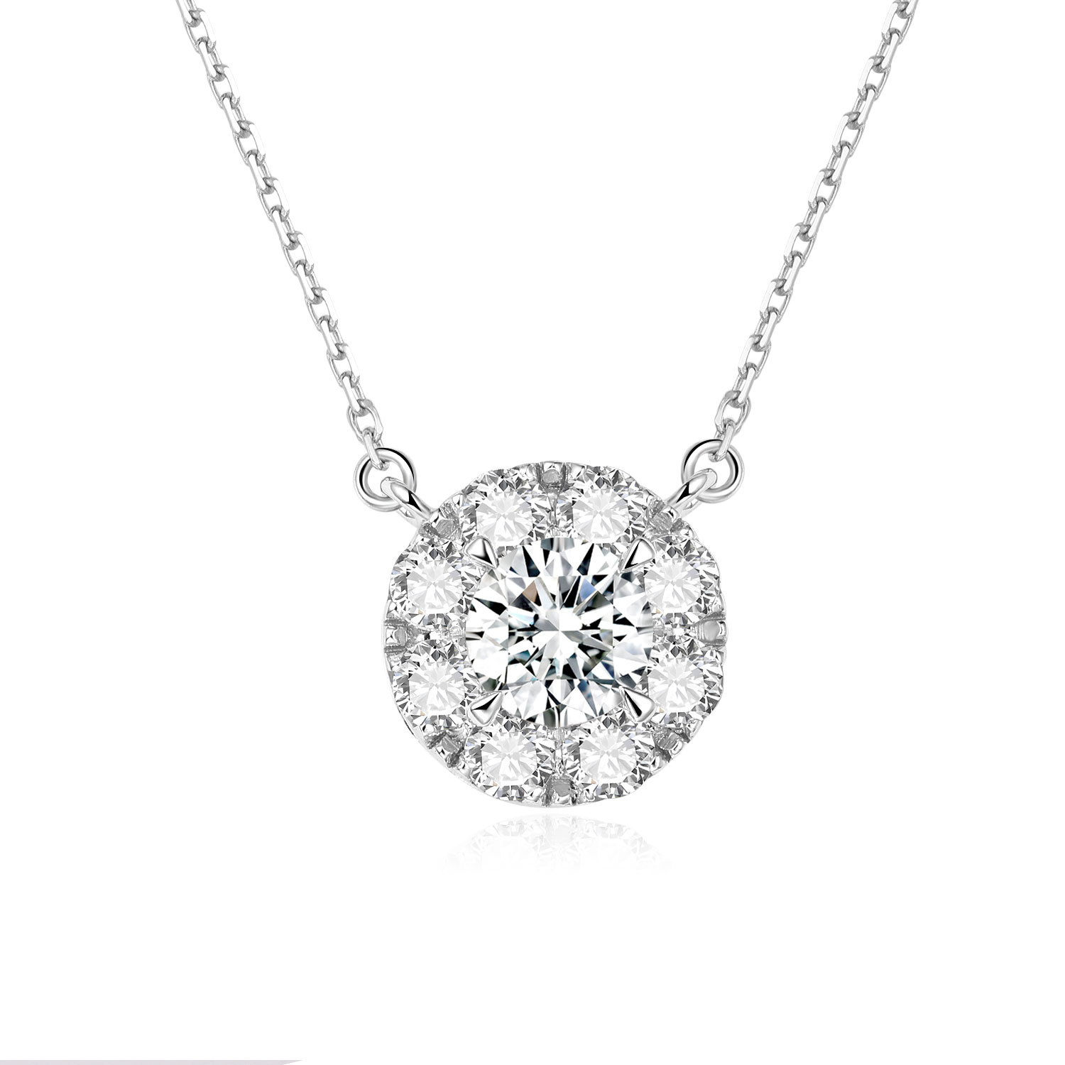 Classic 18k Gold Lab-Grown Diamond Pendant White Lab-Grown Diamond Pendant Classic jewelry Round Shape Pendant