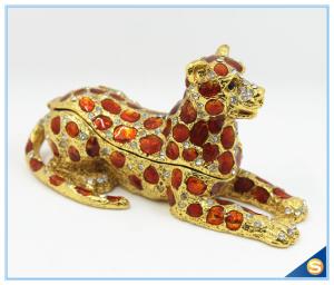 Quality Wholesale Spot Leopard Shape Trinket Box Crystal Metal Trinket Box SCJ294 wholesale