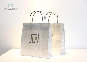 Quality SOS Style Kraft Paper Carry Bags , White Paper Bags With Handles Strong Twisted wholesale