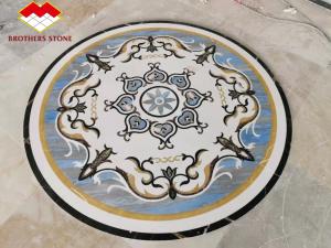 Quality Natural Flower Waterjet Round Marble Tiles Medallion Carpet wholesale