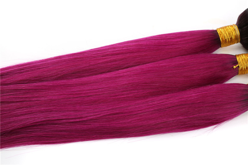 Double Drawn Purpled Color Straight Hair Unproduced Virgin Brazilian Hair Bundles