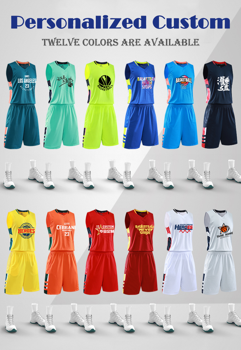 Basketball suit men's jersey custom design printed logo College sports training team uniform children's competition clothing