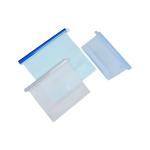 Leakproof Flat Collapsible Grade Reusable Clear Bags Silicone Food Storage Bag