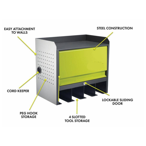 Garage Wall Mount Floating Shelf Set for Workshop Shed Pegboard Tool Cabinet Drill Storage Rack